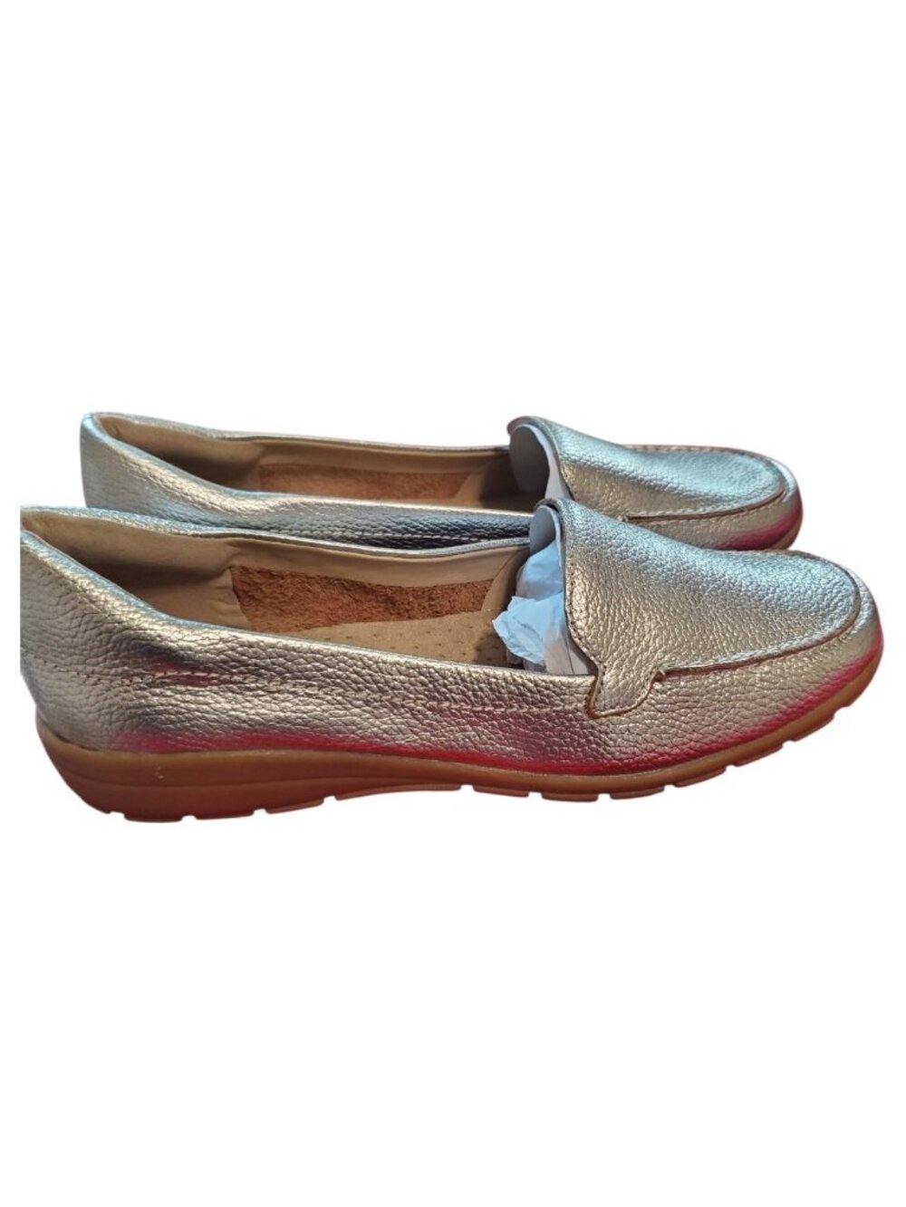 Easy Spirit Seabide Womens Leather Loafers W/Cushioned Silver Metallic Size 8M - Picture 7 of 13